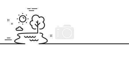Téléchargez les illustrations : Icône du lac. Panneau du lieu de pêche. Étang avec symbole d'arbre. Illustration de ligne minimale. Bannière de motif d'icône de ligne de lac. Concept de gabarit Web blanc. Vecteur - en licence libre de droit