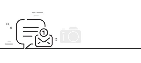 Téléchargez les illustrations : Nouvelle icône de ligne de message. Bulle de chat signe. Symbole de boîte vocale. Illustration de ligne minimale. Nouvelle bannière de motif d'icône de ligne de message. Concept de gabarit Web blanc. Vecteur - en licence libre de droit