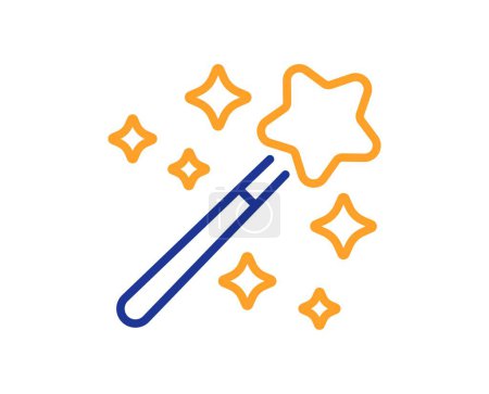 Illustration for Magic wand line icon. Magician stick sign. Wizard tool with star symbol. Colorful thin line outline concept. Linear style magic wand icon. Editable stroke. Vector - Royalty Free Image