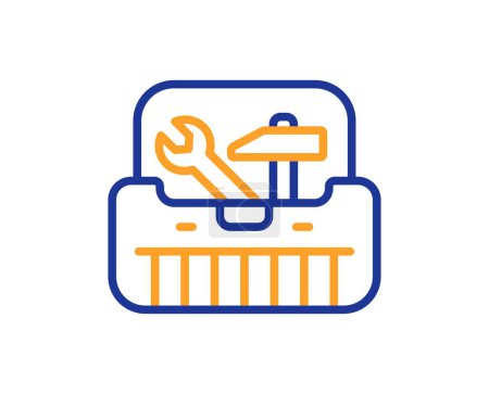 Illustration for Toolbox line icon. Repair toolkit sign. Tool box with hammer symbol. Colorful thin line outline concept. Linear style toolbox icon. Editable stroke. Vector - Royalty Free Image