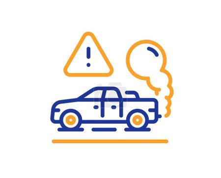 Illustration for Exhaust line icon. Car co2 fumes sign. Vehicle danger emission symbol. Colorful thin line outline concept. Linear style exhaust icon. Editable stroke. Vector - Royalty Free Image