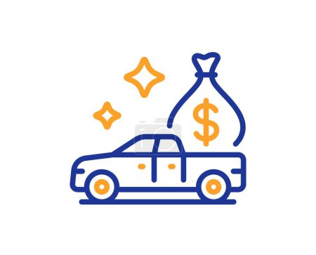 Illustration for Cash transit line icon. Money collector car sign. Cash collection machine symbol. Colorful thin line outline concept. Linear style cash transit icon. Editable stroke. Vector - Royalty Free Image