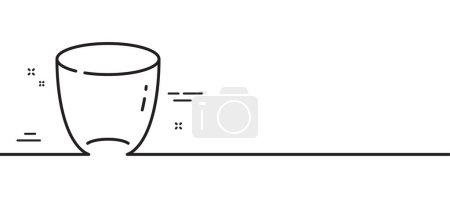 Téléchargez les illustrations : Icône en verre. Panneau de tasse de vaisselle. Boire vaisselle pot symbole ustensiles de cuisine. Illustration de ligne minimale. Bannière de motif d'icône en verre. Concept de gabarit Web blanc. Vecteur - en licence libre de droit