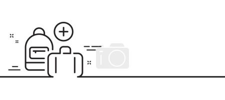 Illustration for Hand baggage line icon. Add travel bag sign. Handbag luggage symbol. Minimal line illustration background. Add handbag line icon pattern banner. White web template concept. Vector - Royalty Free Image