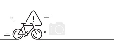 Téléchargez les illustrations : Icône de ligne d'attention vélo. Panneau de transport vélo ville. Symbole d'avertissement de vélocipède. Illustration de ligne minimale. Bannière de motif d'icône de ligne d'attention de vélo. Concept de gabarit Web blanc. Vecteur - en licence libre de droit