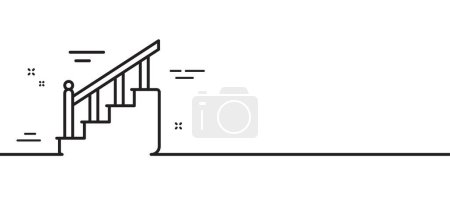 Ilustración de Icono de línea de escaleras. Señal de escalera de la casa. Pasos con símbolo de barandilla. Fondo de ilustración de línea mínima. Banner de patrón de icono de línea de escaleras. Concepto de plantilla web blanca. Vector - Imagen libre de derechos