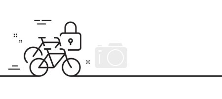 Téléchargez les photos : Vélo casiers icône de ligne. Verrouillez le panneau de transport. Place de stationnement extérieure symbole. Illustration de ligne minimale. Bannière de motif icône de ligne de casiers à vélos. Concept de gabarit Web blanc. Vecteur - en image libre de droit