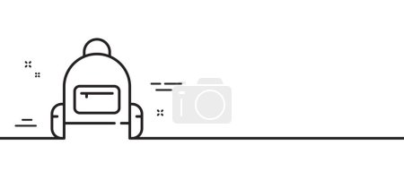 Illustration for Backpack line icon. Travel baggage bag sign. Handbag luggage symbol. Minimal line illustration background. Backpack line icon pattern banner. White web template concept. Vector - Royalty Free Image