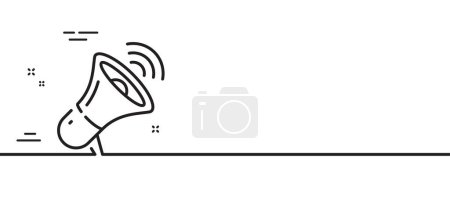 Illustration for Megaphone line icon. Offer loudspeaker sign. Sale promotion symbol. Minimal line illustration background. Megaphone line icon pattern banner. White web template concept. Vector - Royalty Free Image
