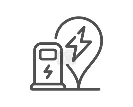 Illustration for Charging station line icon. Car charge location sign. Electric power symbol. Quality design element. Linear style charging station icon. Editable stroke. Vector - Royalty Free Image