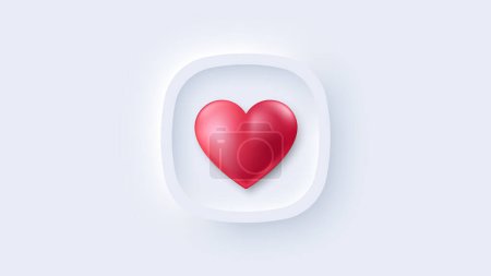 Illustration for 3d heart button. Love shape icon. Valentine day or Mother day decoration. Cute 3d heart. Romantic love shape. Best or favorite icon. Social media like neumorphic button. Vector - Royalty Free Image