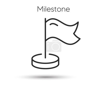 Illustration for Milestone pin line icon. Flag location pointer sign. Pennant with flag. Illustration for web and mobile app. Line style location pin icon. Editable stroke milestone pointer. Vector - Royalty Free Image