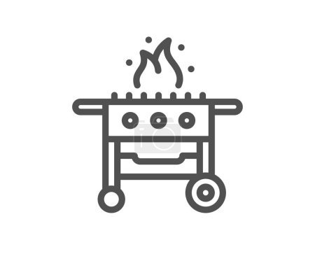 Illustration for Gas grill line icon. Barbecue cooker for cooking food sign. Meat brazier symbol. Quality design element. Linear style gas grill icon. Editable stroke. Vector - Royalty Free Image