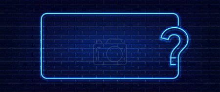 Illustration for Neon quiz frame for decoration on the wall background. Question mark frame background. Game announcement neon message. Quiz trivia game competition. Answer question, Examination test. Vector - Royalty Free Image