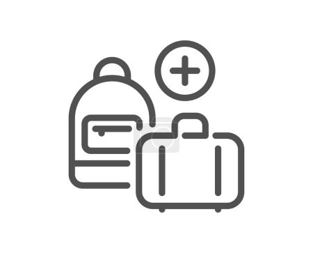 Illustration for Hand baggage line icon. Add travel bag sign. Handbag luggage symbol. Quality design element. Linear style add handbag icon. Editable stroke. Vector - Royalty Free Image