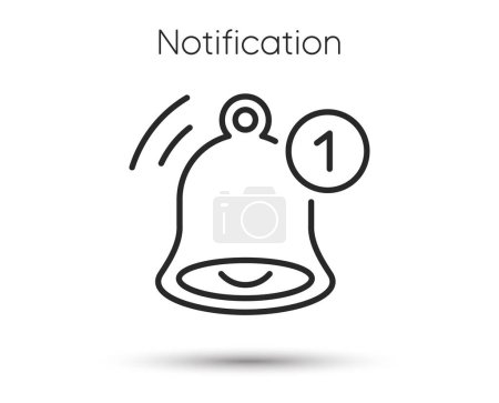 Illustration for Notification line icon. Notice bell sign. Subscription alarm symbol. New message attention. Illustration for web and mobile app. Line style notification bell icon. Editable stroke notice alarm. Vector - Royalty Free Image