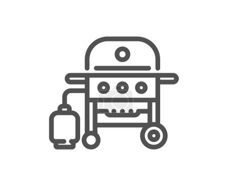 Illustration for Gas grill line icon. Barbecue cooker for cooking food sign. Meat brazier symbol. Quality design element. Linear style gas grill icon. Editable stroke. Vector - Royalty Free Image