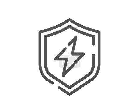 Illustration for Power safety line icon. Electric energy shield sign. Lightning bolt symbol. Quality design element. Linear style power safety icon. Editable stroke. Vector - Royalty Free Image