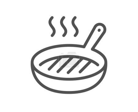 Ilustración de Icono de línea de la parrilla. Cocinar comida signo plancha. Símbolo de sartén caliente. Elemento diseño de calidad. Estilo lineal parrilla icono de la bandeja. Un derrame cerebral. Vector - Imagen libre de derechos