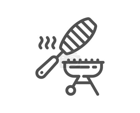 Illustration for Grill line icon. Barbecue fish basket sign. Meat brazier cooker utensils symbol. Quality design element. Linear style fish grill icon. Editable stroke. Vector - Royalty Free Image
