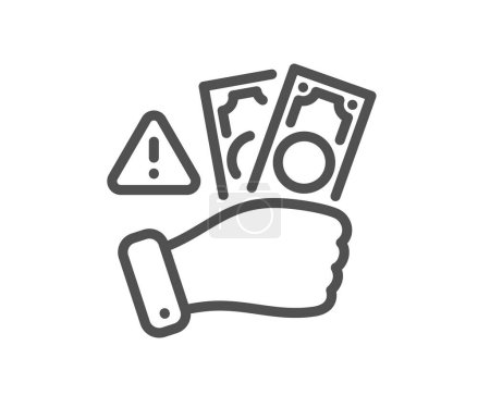 Illustration for Fraud line icon. Money bribe crime sign. Cash scam symbol. Quality design element. Linear style fraud icon. Editable stroke. Vector - Royalty Free Image