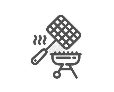 Illustration for Grill basket line icon. Barbecue cooker sign. Meat brazier utensils symbol. Quality design element. Linear style grill basket icon. Editable stroke. Vector - Royalty Free Image