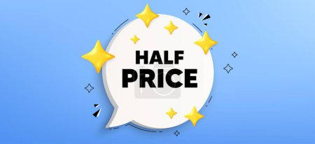 Illustration for Half Price tag. Chat speech bubble banner. Special offer Sale sign. Advertising Discounts symbol. Half price speech bubble message. Talk box infographics. Vector - Royalty Free Image