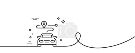 Illustration for Journey line icon. Continuous one line with curl. Road path sign. Car route map symbol. Journey single outline ribbon. Loop curve pattern. Vector - Royalty Free Image