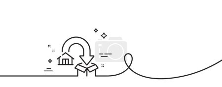 Illustration for Moving service line icon. Continuous one line with curl. Packing things sign. Things transportation symbol. Moving service single outline ribbon. Loop curve pattern. Vector - Royalty Free Image