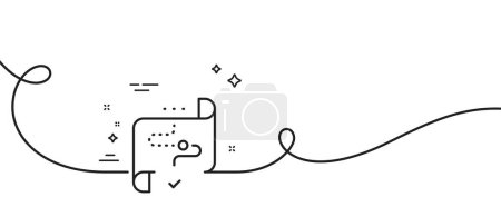 Illustration for Target path line icon. Continuous one line with curl. Stratery goal sign. Core value symbol. Target path single outline ribbon. Loop curve pattern. Vector - Royalty Free Image