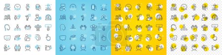 Illustration for Vector icons set of Lgbt, Heart and Cyber attack line icons pack for web with Agent, Yoga mind, Safe water outline icon. Winner, Hand click, Online question pictogram. Meeting time. Vector - Royalty Free Image