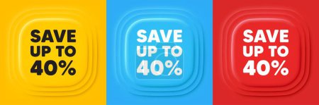 Illustration for Save up to 40 percent. Neumorphic offer banners. Discount Sale offer price sign. Special offer symbol. Discount podium background. Product infographics. Vector - Royalty Free Image