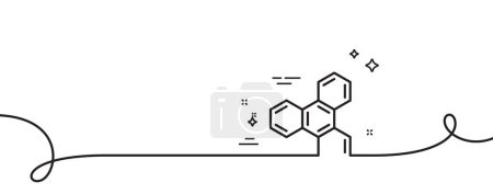 Illustration for Chemical formula line icon. Continuous one line with curl. Chemistry lab sign. Analysis symbol. Chemical formula single outline ribbon. Loop curve pattern. Vector - Royalty Free Image