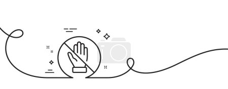 Illustration for Corrupt line icon. Continuous one line with curl. No money bribe sign. Stop cash crime symbol. Corrupt single outline ribbon. Loop curve pattern. Vector - Royalty Free Image