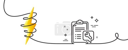 Illustration for Spanner tool line icon. Continuous one line with curl. Repair service checklist sign. Fix instruments symbol. Spanner single outline ribbon. Loop curve with energy. Vector - Royalty Free Image