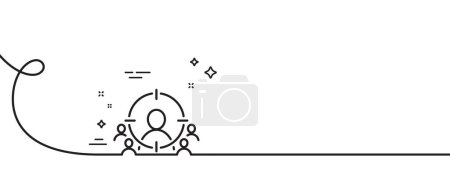 Illustration for Business targeting line icon. Continuous one line with curl. Marketing target strategy symbol. Aim with people sign. Business targeting single outline ribbon. Loop curve pattern. Vector - Royalty Free Image