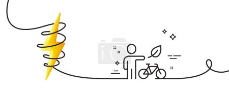 Illustration for Eco bike line icon. Continuous one line with curl. City bicycle transport sign. Outdoor transportation symbol. Eco bike single outline ribbon. Loop curve with energy. Vector - Royalty Free Image