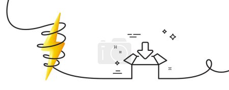 Illustration for Get box line icon. Continuous one line with curl. Open delivery parcel sign. Cargo package symbol. Get box single outline ribbon. Loop curve with energy. Vector - Royalty Free Image
