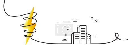 Illustration for Buildings line icon. Continuous one line with curl. City architecture sign. Skyscraper building symbol. Buildings single outline ribbon. Loop curve with energy. Vector - Royalty Free Image