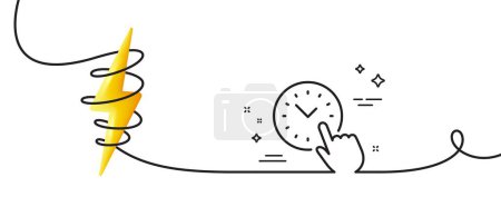 Illustration for Time management line icon. Continuous one line with curl. Clock sign. Watch symbol. Time management single outline ribbon. Loop curve with energy. Vector - Royalty Free Image