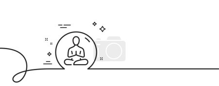 Illustration for Yoga line icon. Continuous one line with curl. Meditation pose sign. Relax body and mind symbol. Yoga single outline ribbon. Loop curve pattern. Vector - Royalty Free Image