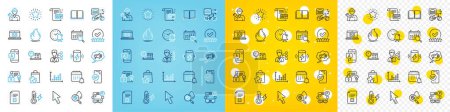 Illustration for Vector icons set of Bus parking, Online test and Alarm bell line icons pack for web with Reject file, Book, Security contract outline icon. Charge battery, Third party, Repairman pictogram. Vector - Royalty Free Image
