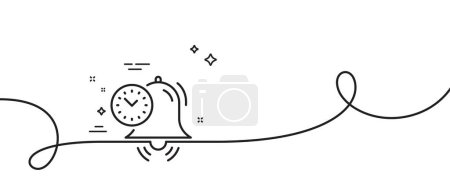 Illustration for Time management line icon. Continuous one line with curl. Alarm clock sign. Watch symbol. Time management single outline ribbon. Loop curve pattern. Vector - Royalty Free Image