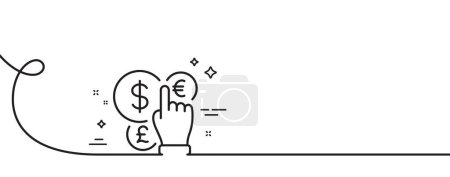 Illustration for Money currency line icon. Continuous one line with curl. Cash exchange sign. Stock trade symbol. Money currency single outline ribbon. Loop curve pattern. Vector - Royalty Free Image