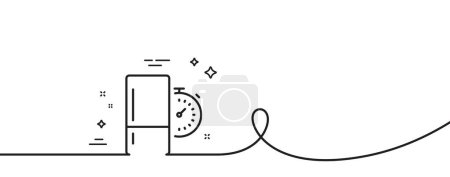 Illustration for Refrigerator timer line icon. Continuous one line with curl. Fridge time sign. Freezer storage symbol. Refrigerator timer single outline ribbon. Loop curve pattern. Vector - Royalty Free Image