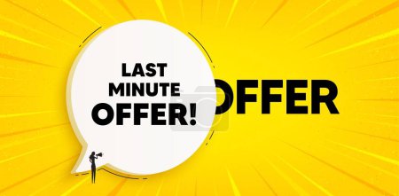 Illustration for Last minute offer tag. Chat speech bubble banner. Special price deal sign. Advertising discounts symbol. Last minute offer speech bubble message. Talk box background. Vector - Royalty Free Image