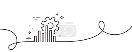 Illustration for Seo graph line icon. Continuous one line with curl. Search engine optimization sign. Analytics symbol. Seo graph single outline ribbon. Loop curve pattern. Vector - Royalty Free Image