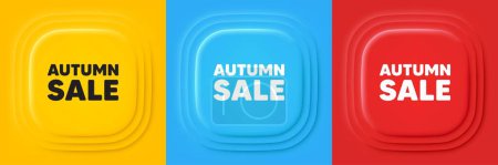 Illustration for Autumn Sale tag. Neumorphic offer banners. Special offer price sign. Advertising Discounts symbol. Autumn sale podium background. Product infographics. Vector - Royalty Free Image