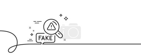 Illustration for Fake news line icon. Continuous one line with curl. Propaganda conspiracy sign. Check wrong truth symbol. Fake news single outline ribbon. Loop curve pattern. Vector - Royalty Free Image