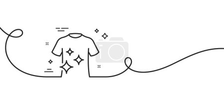 Illustration for Clean t-shirt line icon. Continuous one line with curl. Laundry shirt sign. Clothing cleaner symbol. Clean t-shirt single outline ribbon. Loop curve pattern. Vector - Royalty Free Image